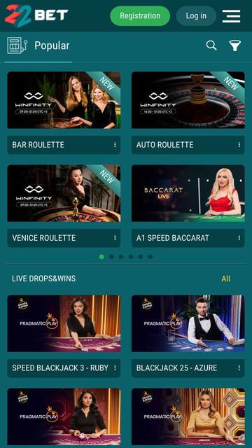 22bet app casino